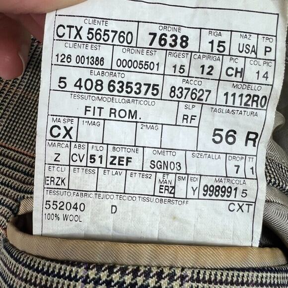 Ermenegildo Zegna Blazer Men 56R Gray Glen Plaid Check Flannel 100% Wool - Picture 10 of 12